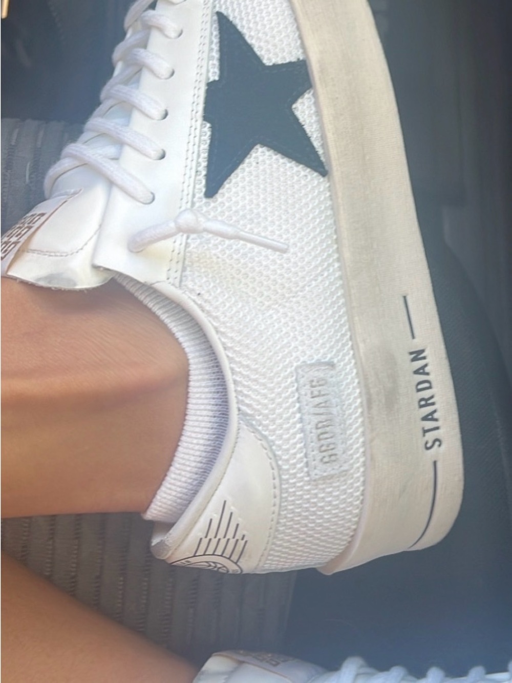 Golden Goose White Sneaker with Navy Star Accent